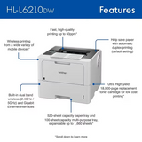 Brother HL-L6210DW Wireless Monochrome Laser Printer with Duplex, 50 ppm