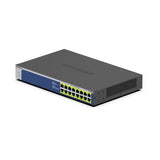 NETGEAR GS516PP Unmanaged Gigabit Ethernet (10/100/1000) Power over Ethernet (PoE) 1U Blue, Gray (GS516PP100NAS) — view 2